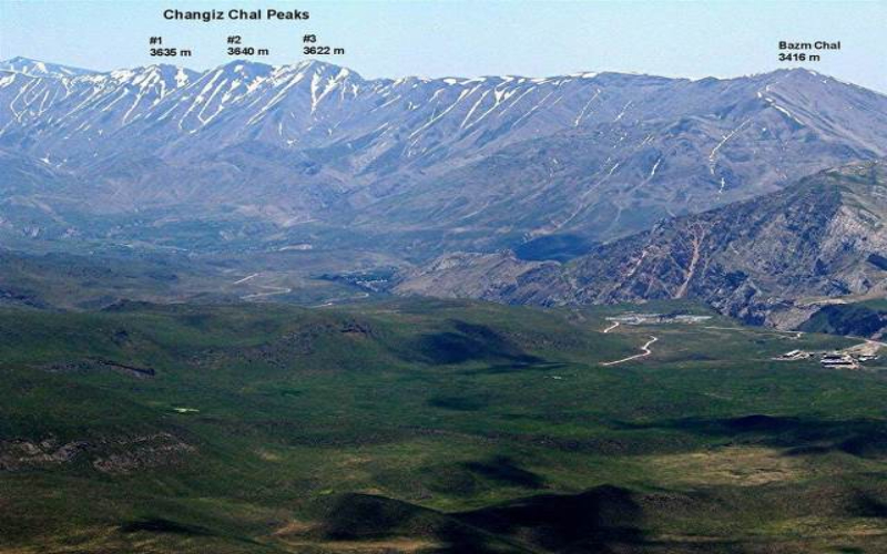 موقعیت جغرافیایی سه قله چنگیزچال